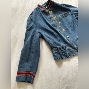 DKNY Vintage Women’s Jean Jacket -size 6- with gold buttons military stripes